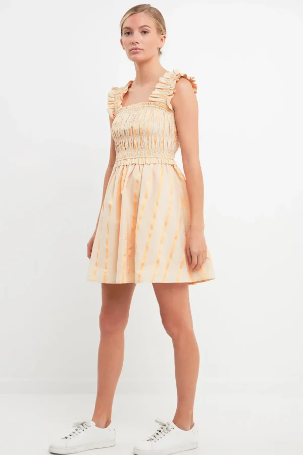 ENGLISH FACTORY Tops*- Stripe Ruffled Midi Dress