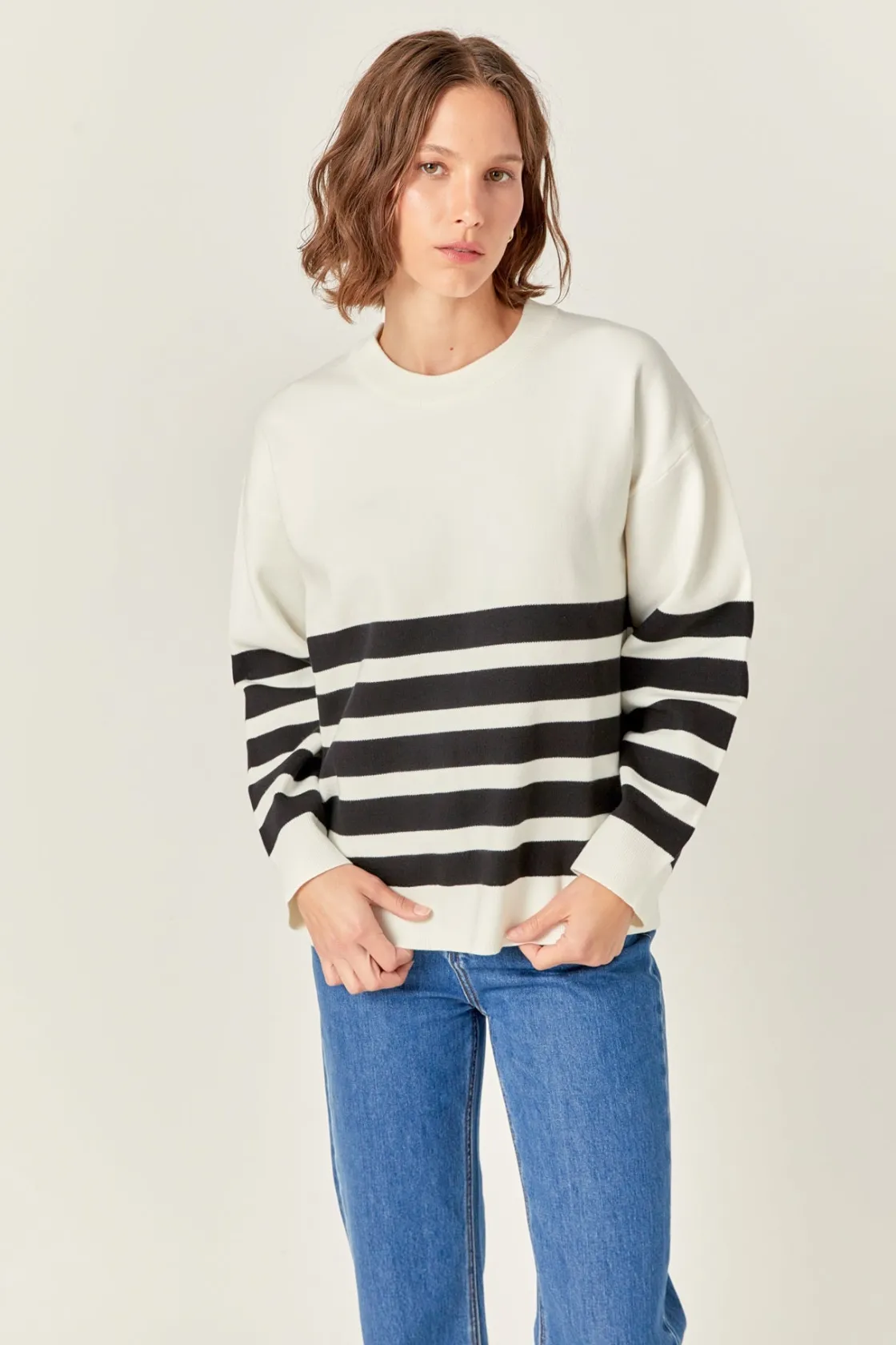 english_factory__stripe_r_8-2.webp ENGLISH FACTORY Sweaters & Knits | Tops*- Stripe Round Neck Sweater