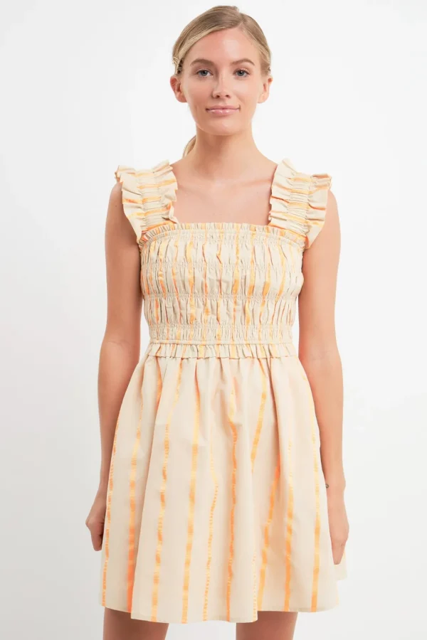 ENGLISH FACTORY Tops*- Stripe Ruffled Midi Dress