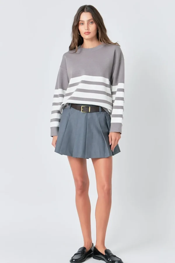 ENGLISH FACTORY Sweaters & Knits | Tops*- Stripe Round Neck Sweater