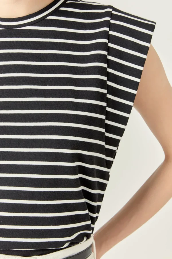 ENGLISH FACTORY Tops*- Stripe Sleeveless T-shirt