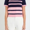 ENGLISH FACTORY Matching Sets | Tops*- Stripe Short Sleeve Knit Top