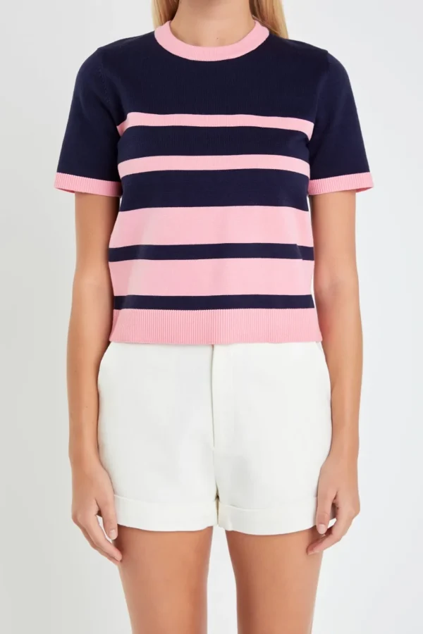 ENGLISH FACTORY Matching Sets | Tops*- Stripe Short Sleeve Knit Top