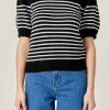 ENGLISH FACTORY Sweaters & Knits | Tops*- Stripe Short Puff Sleeve Sweater