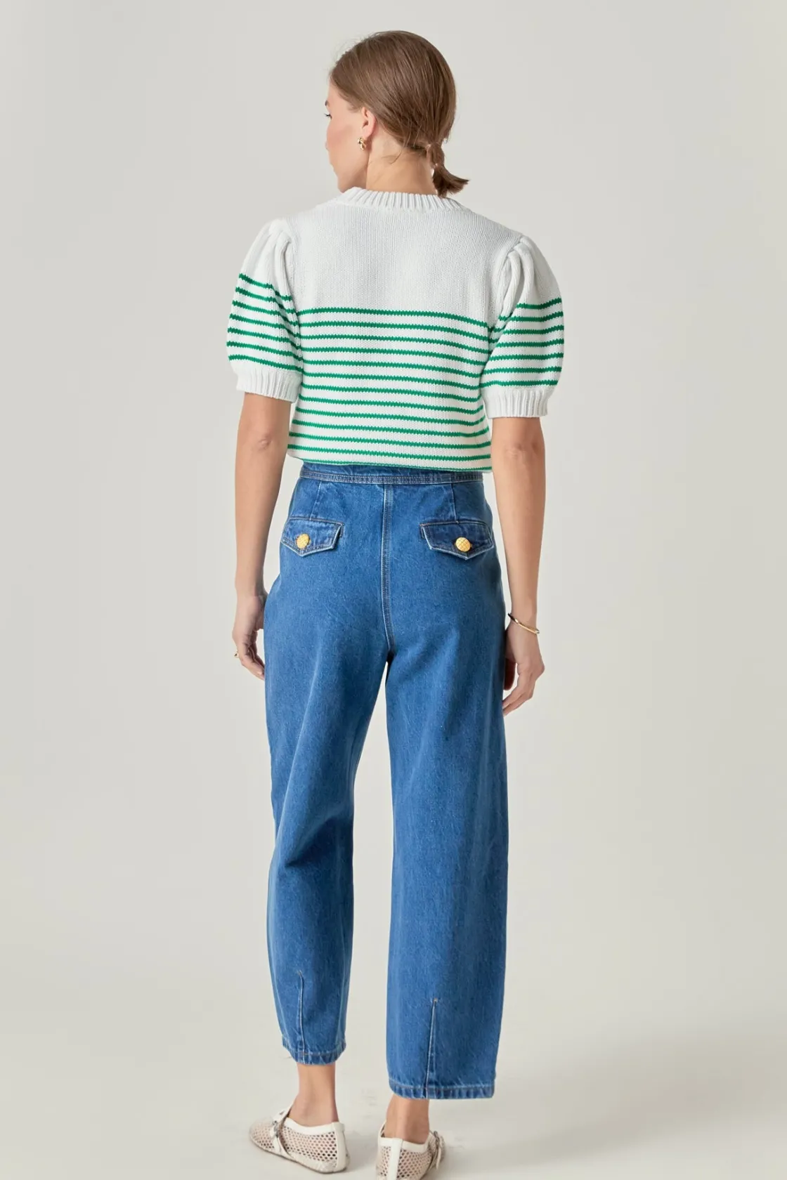 english_factory__stripe_s_12-1.webp ENGLISH FACTORY Sweaters & Knits | Tops*- Stripe Short Puff Sleeve Sweater