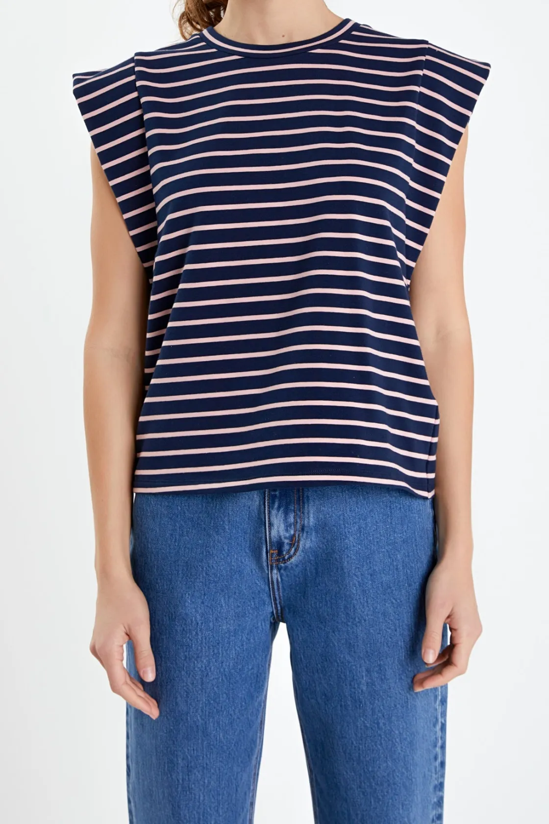 english_factory__stripe_s_15.webp ENGLISH FACTORY Tops*- Stripe Sleeveless T-shirt
