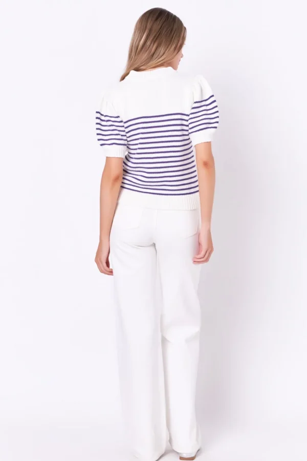 ENGLISH FACTORY Sweaters & Knits | Tops*- Stripe Short Puff Sleeve Sweater