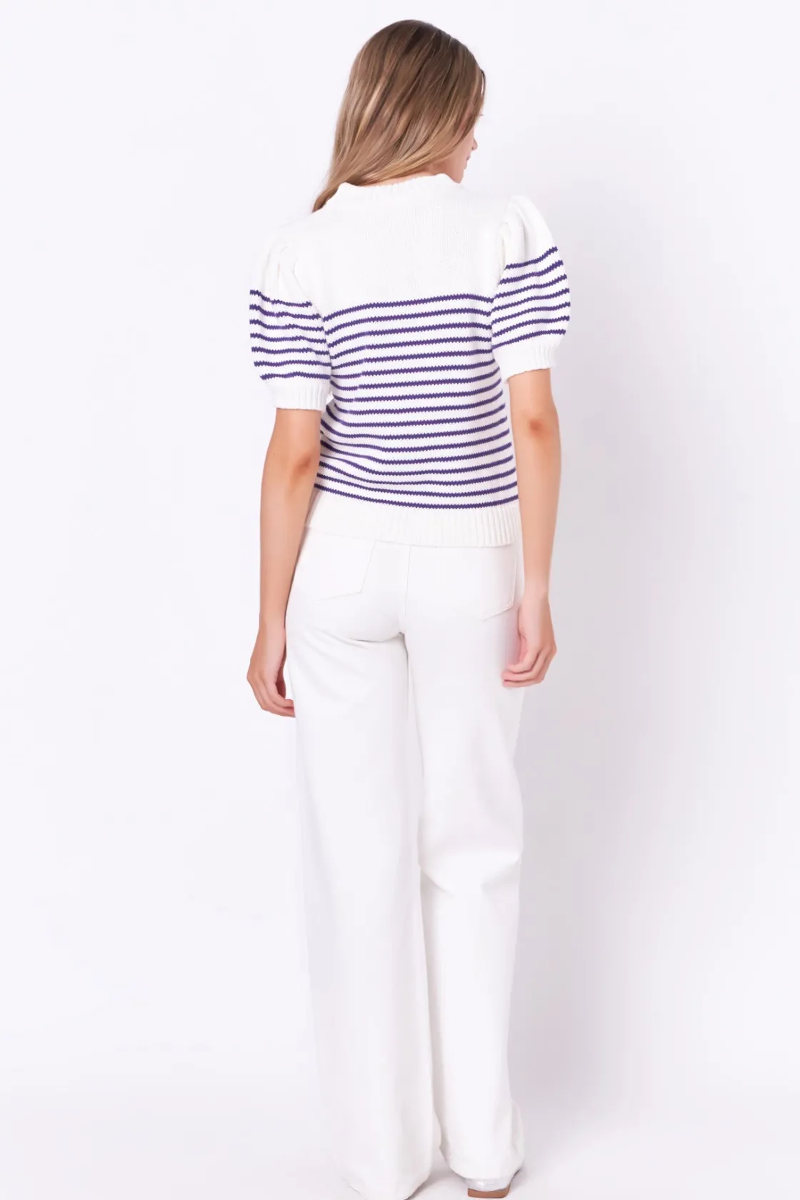 english_factory__stripe_s_17-1.webp ENGLISH FACTORY Sweaters & Knits | Tops*- Stripe Short Puff Sleeve Sweater