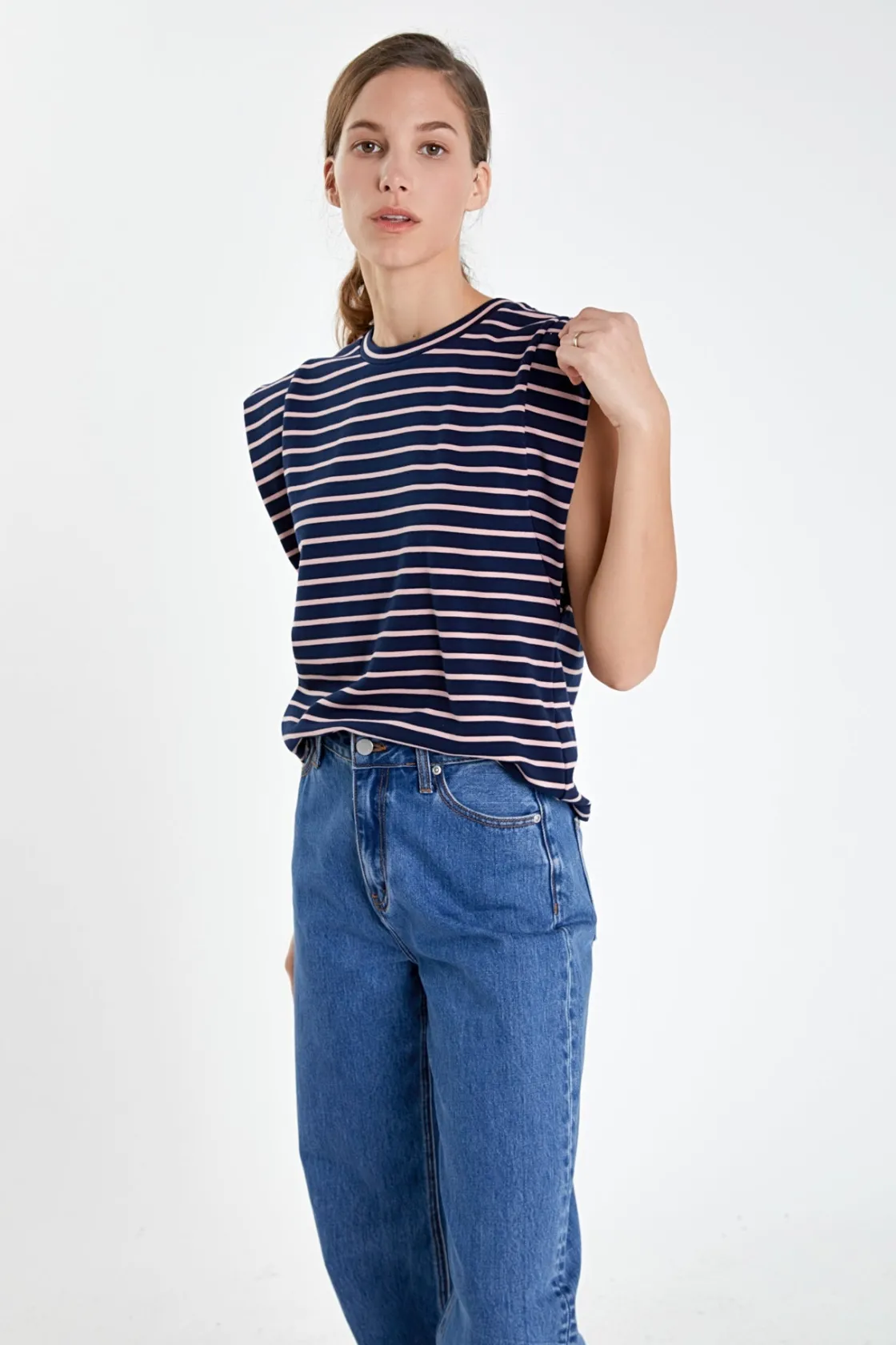 english_factory__stripe_s_18.webp ENGLISH FACTORY Tops*- Stripe Sleeveless T-shirt