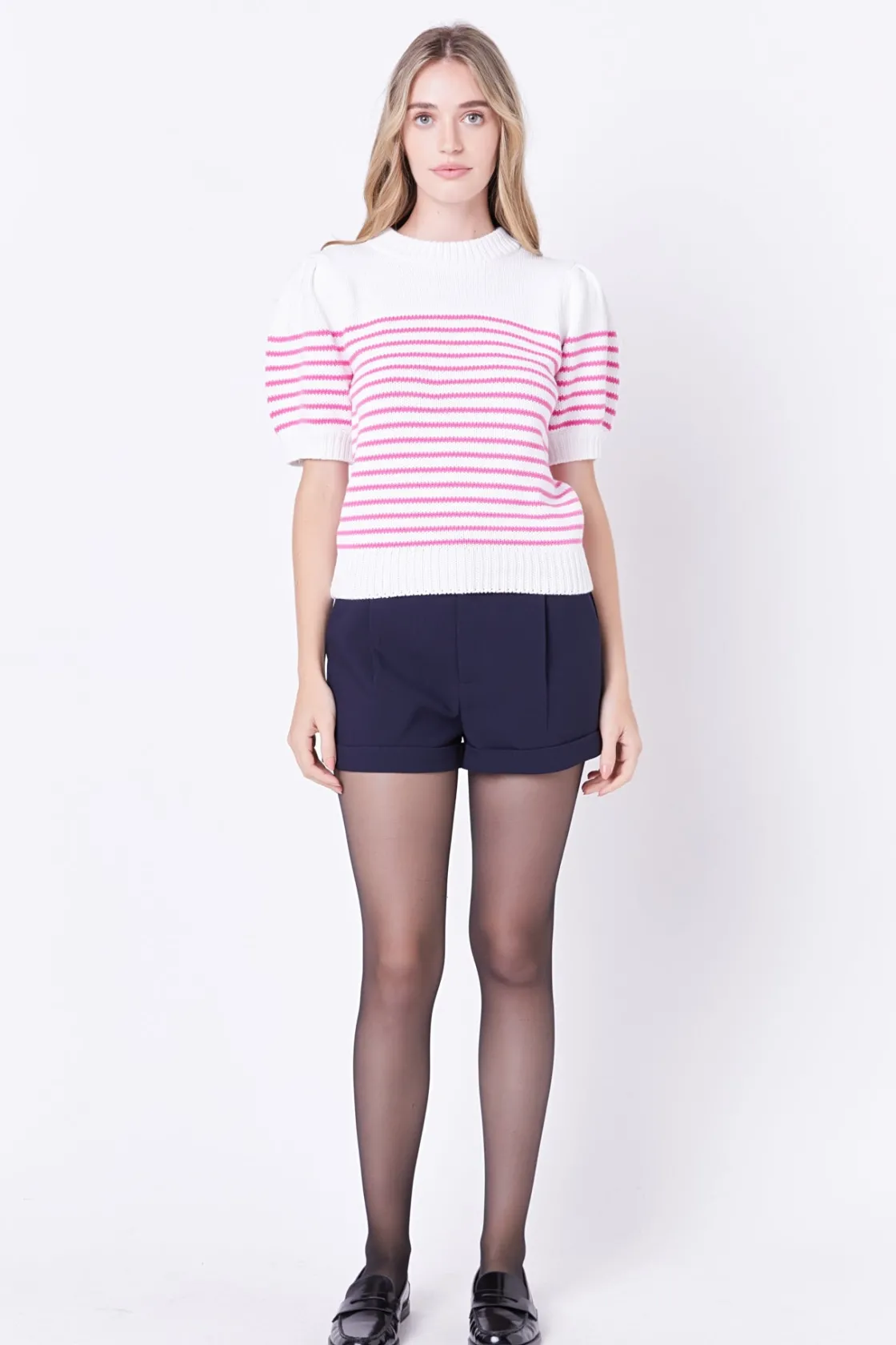 english_factory__stripe_s_19-1.webp ENGLISH FACTORY Sweaters & Knits | Tops*- Stripe Short Puff Sleeve Sweater