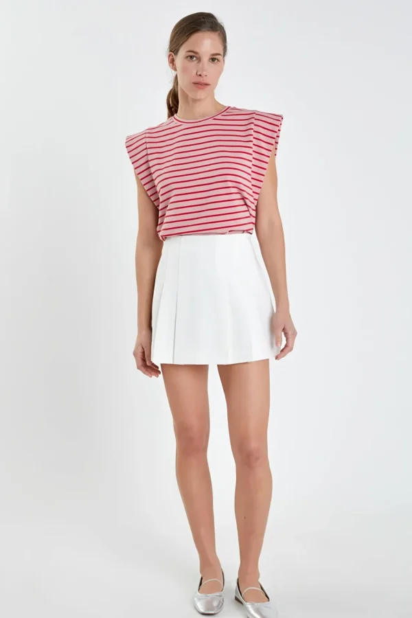 ENGLISH FACTORY Tops*- Stripe Sleeveless T-shirt