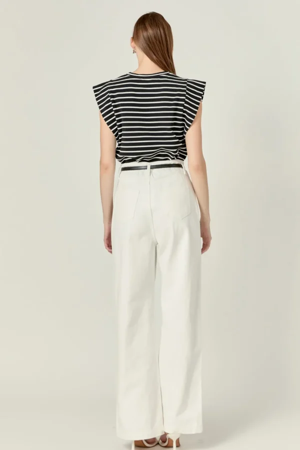 ENGLISH FACTORY Tops*- Stripe Sleeveless T-shirt
