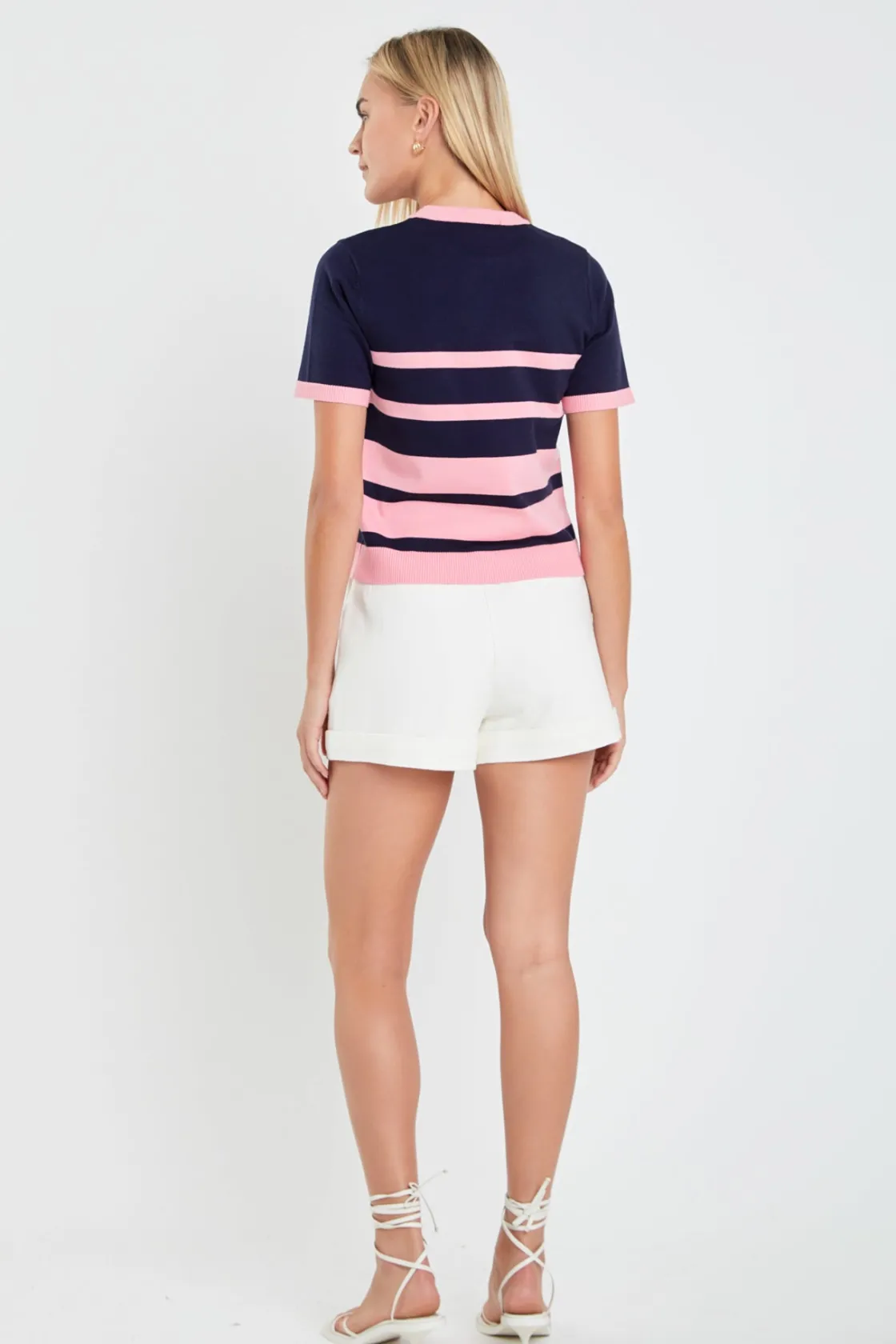 english_factory__stripe_s_2-6.webp ENGLISH FACTORY Matching Sets | Tops*- Stripe Short Sleeve Knit Top
