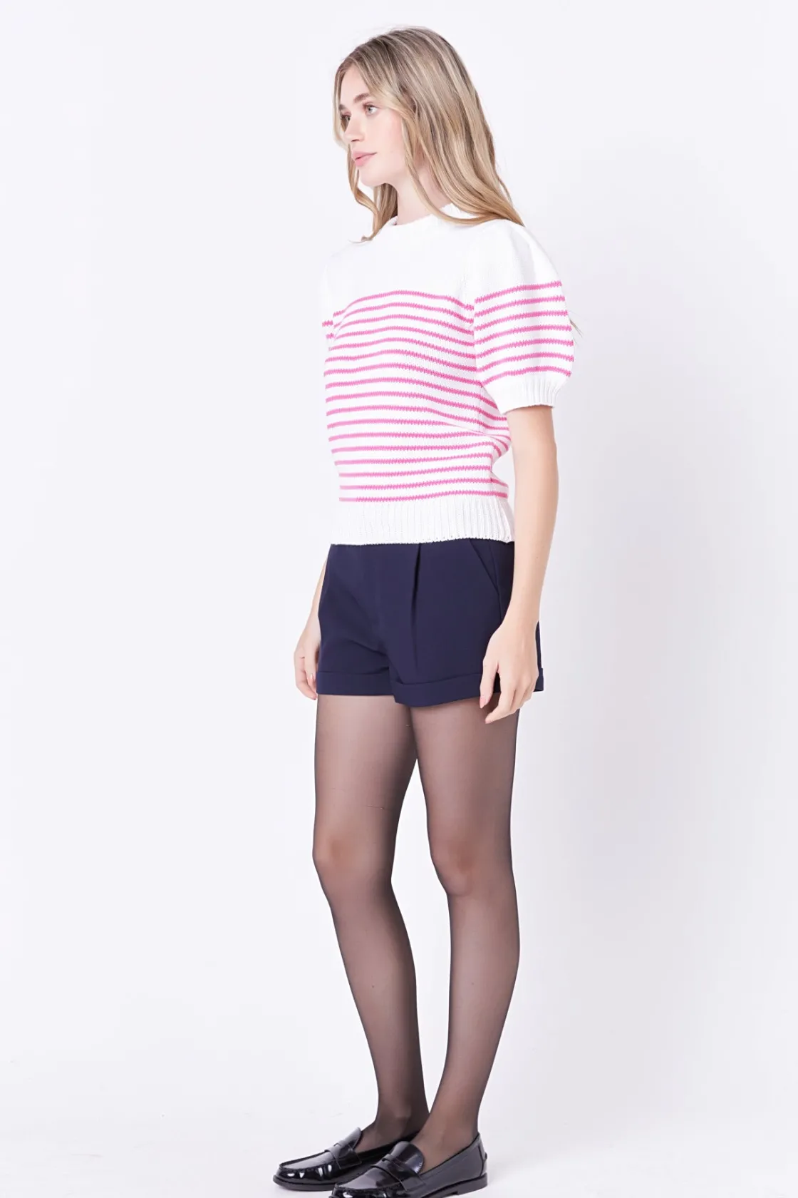english_factory__stripe_s_21-1.webp ENGLISH FACTORY Sweaters & Knits | Tops*- Stripe Short Puff Sleeve Sweater