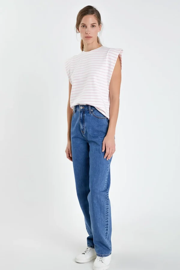 ENGLISH FACTORY Tops*- Stripe Sleeveless T-shirt