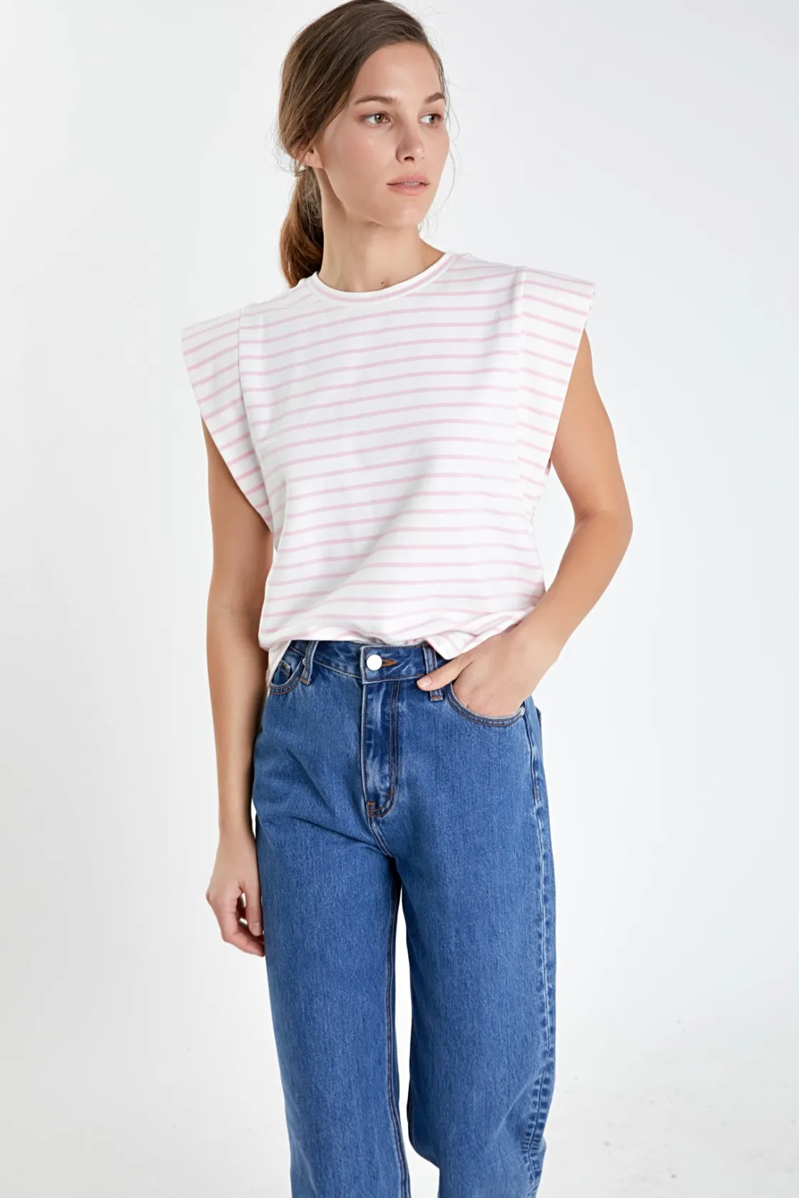 english_factory__stripe_s_28.webp ENGLISH FACTORY Tops*- Stripe Sleeveless T-shirt
