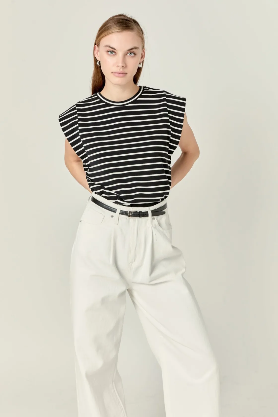 english_factory__stripe_s_3-2.webp ENGLISH FACTORY Tops*- Stripe Sleeveless T-shirt