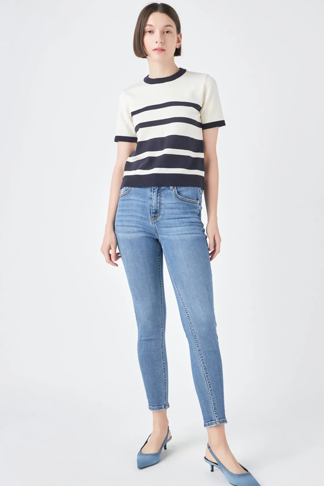 english_factory__stripe_s_4-1.webp ENGLISH FACTORY Matching Sets | Tops*- Stripe Short Sleeve Knit Top