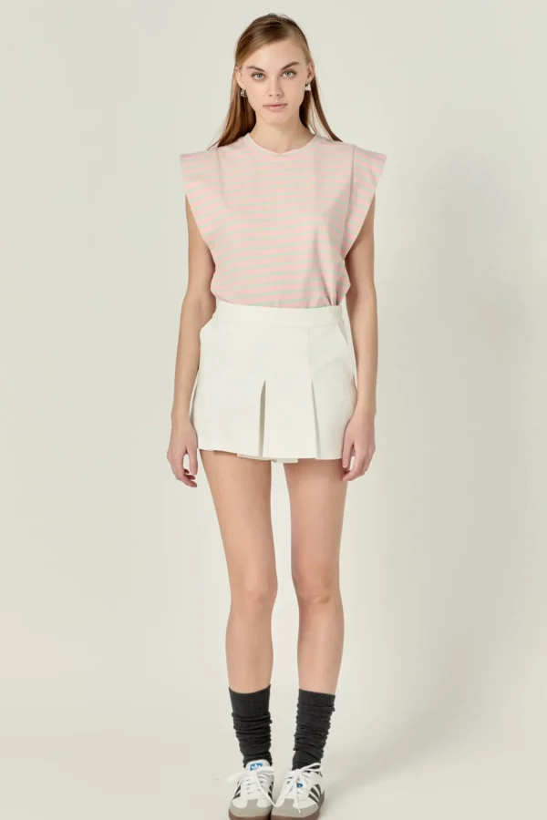 ENGLISH FACTORY Tops*- Stripe Sleeveless T-shirt