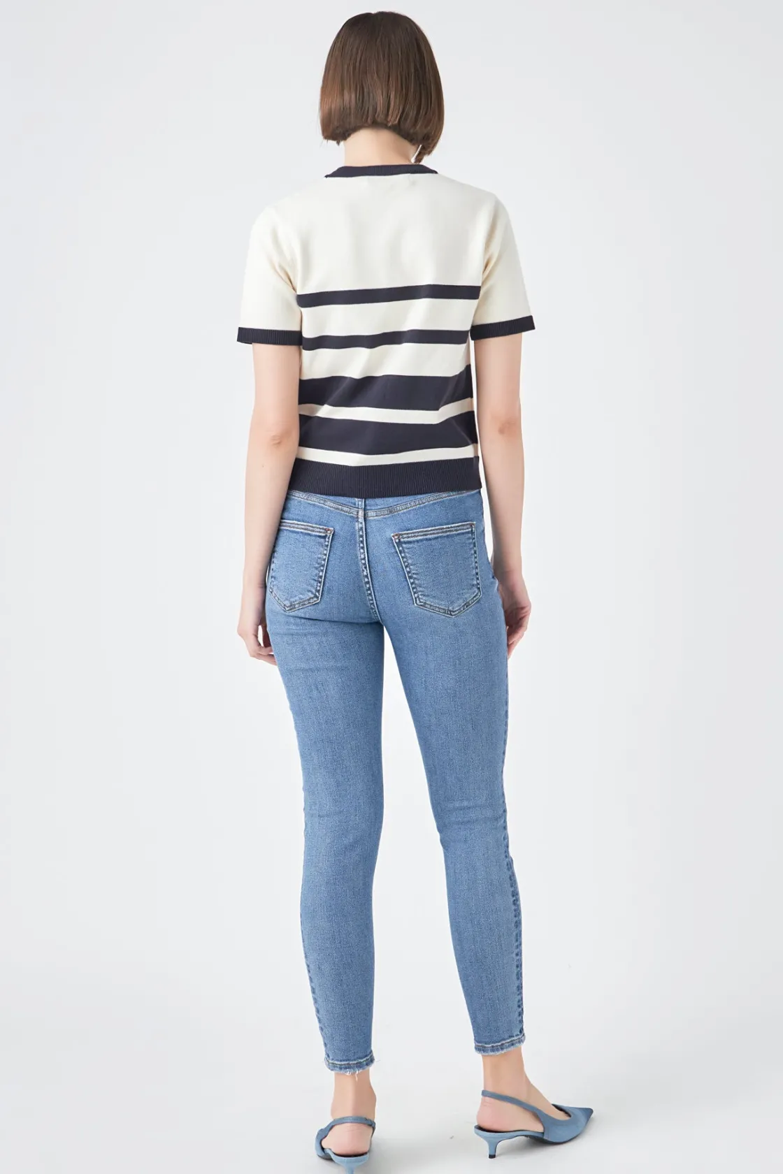english_factory__stripe_s_6-1.webp ENGLISH FACTORY Matching Sets | Tops*- Stripe Short Sleeve Knit Top