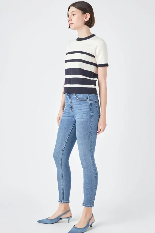ENGLISH FACTORY Matching Sets | Tops*- Stripe Short Sleeve Knit Top