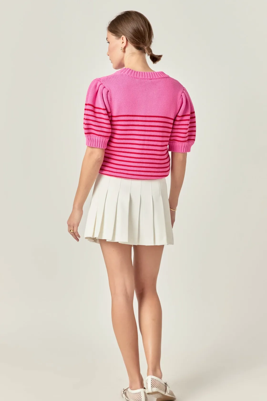 english_factory__stripe_s_7-2.webp ENGLISH FACTORY Sweaters & Knits | Tops*- Stripe Short Puff Sleeve Sweater