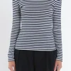 ENGLISH FACTORY Tops*- Stripe Turtle Neck Top NAVY/WHITE