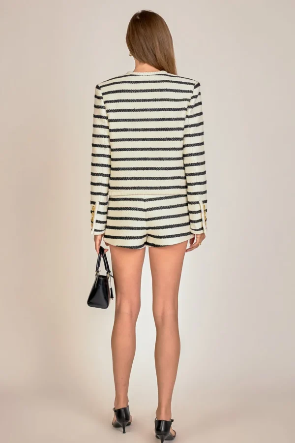 ENGLISH FACTORY Matching Sets | Jackets & Coats*- Stripe Tweed Jacket OFFWHITE/BLACK