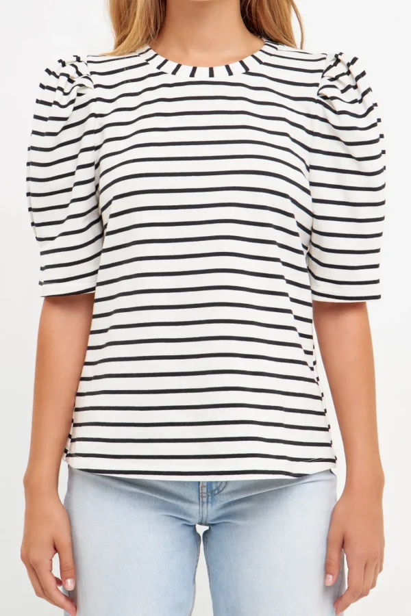 ENGLISH FACTORY Tops*- Stripe Women Knit Shirt