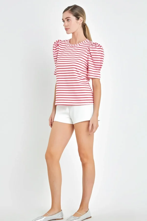 ENGLISH FACTORY Tops*- Stripe Women Knit Shirt