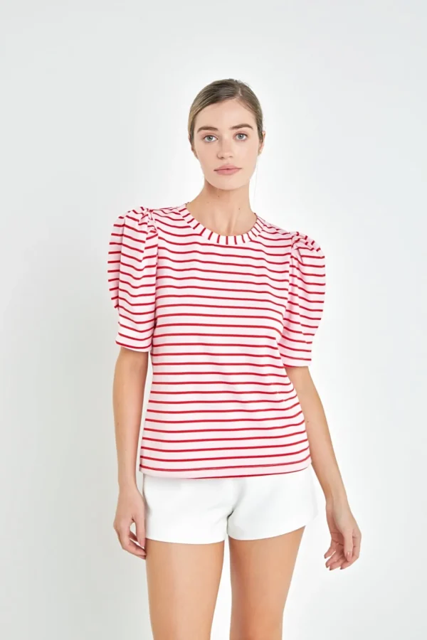 ENGLISH FACTORY Tops*- Stripe Women Knit Shirt