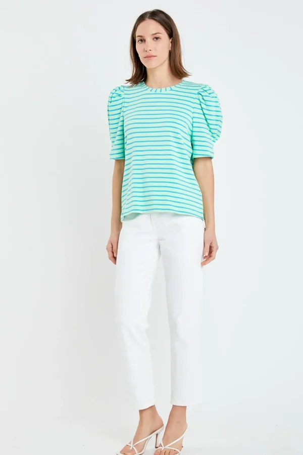 ENGLISH FACTORY Tops*- Stripe Women Knit Shirt