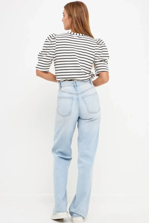 ENGLISH FACTORY Tops*- Stripe Women Knit Shirt