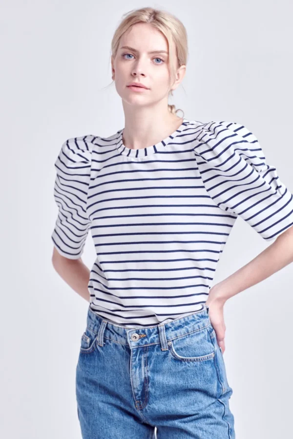 ENGLISH FACTORY Tops*- Stripe Women Knit Shirt