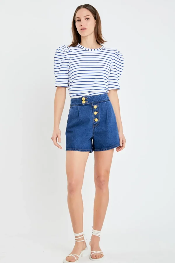 ENGLISH FACTORY Tops*- Stripe Women Knit Shirt