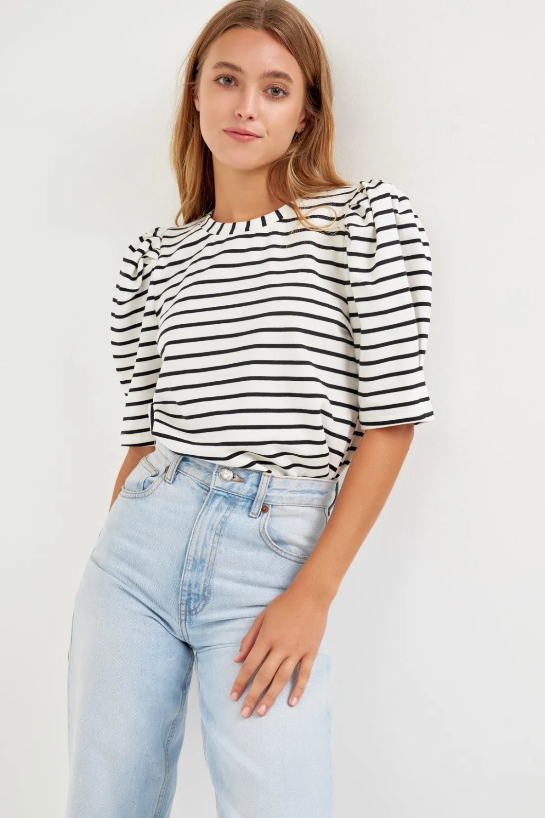 english_factory__stripe_w_3.webp ENGLISH FACTORY Tops*- Stripe Women Knit Shirt