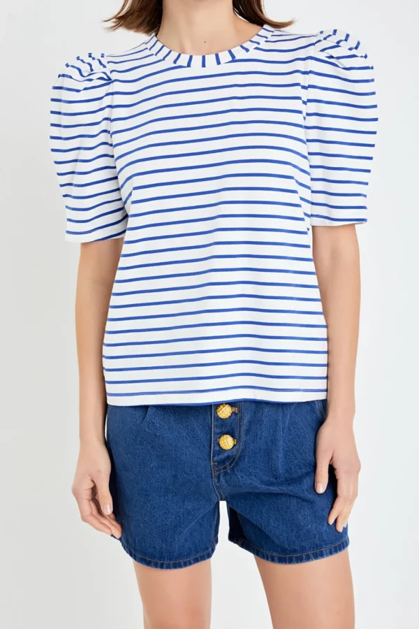 ENGLISH FACTORY Tops*- Stripe Women Knit Shirt