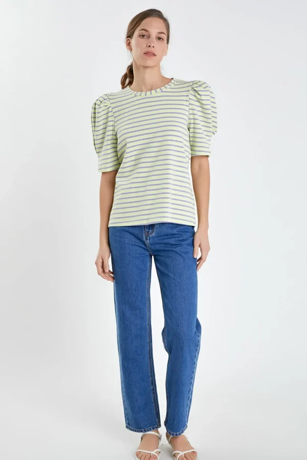 ENGLISH FACTORY Tops*- Stripe Women Knit Shirt