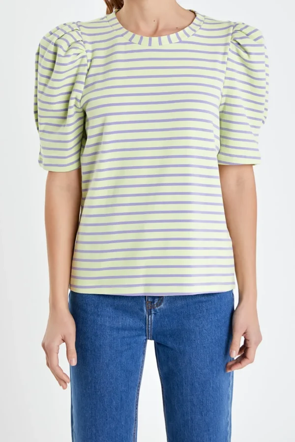 ENGLISH FACTORY Tops*- Stripe Women Knit Shirt