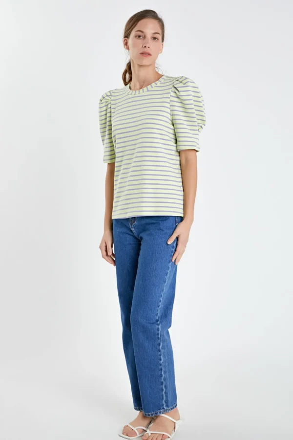 ENGLISH FACTORY Tops*- Stripe Women Knit Shirt