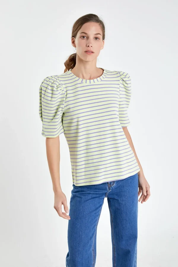 ENGLISH FACTORY Tops*- Stripe Women Knit Shirt