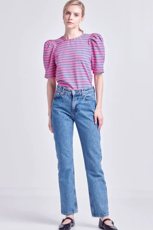 ENGLISH FACTORY Tops*- Stripe Women Knit Shirt