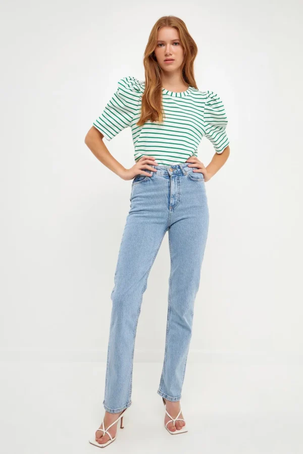 ENGLISH FACTORY Tops*- Stripe Women Knit Shirt