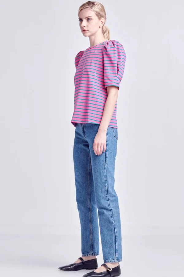 ENGLISH FACTORY Tops*- Stripe Women Knit Shirt