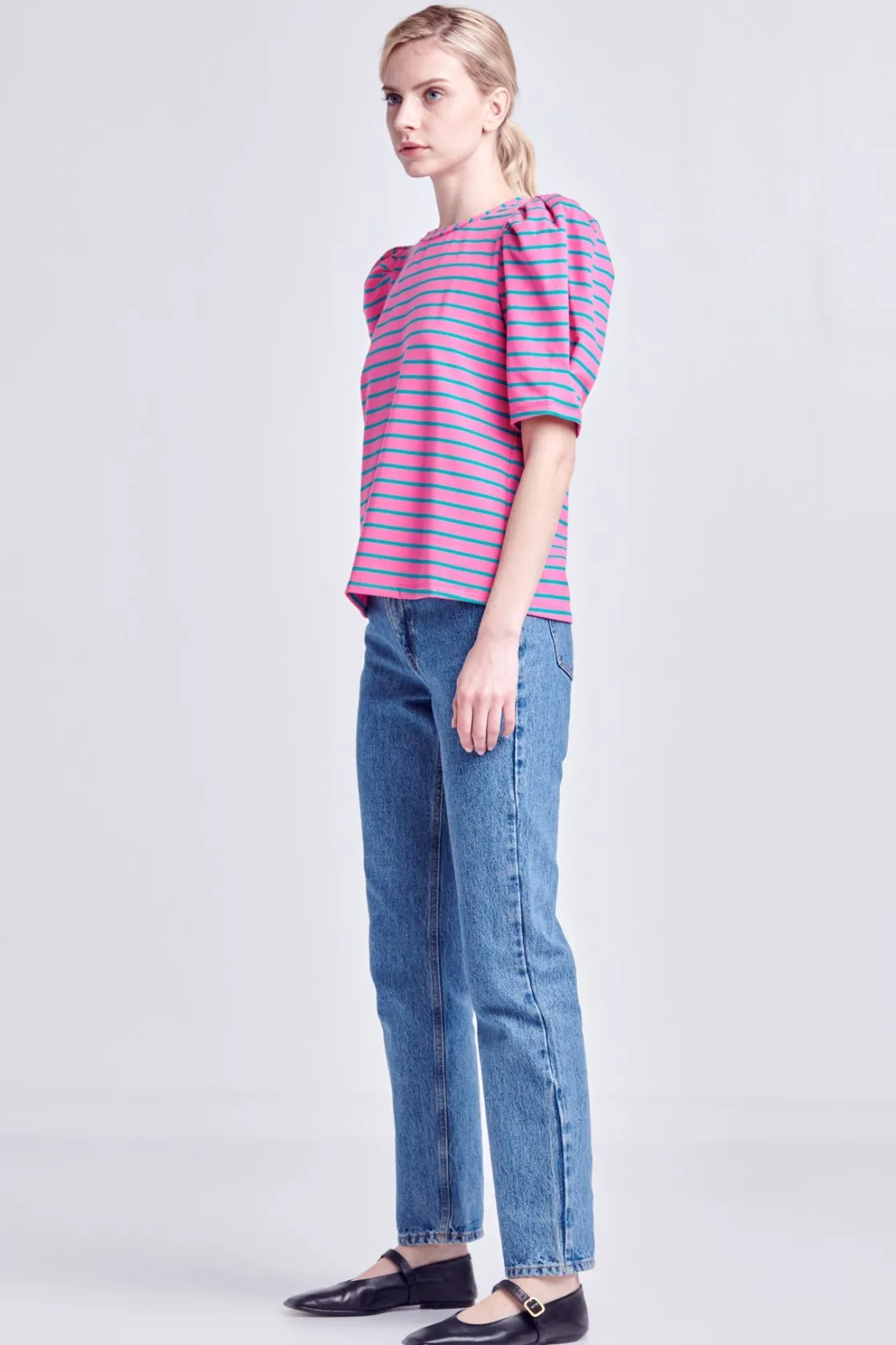 english_factory__stripe_w_41.webp ENGLISH FACTORY Tops*- Stripe Women Knit Shirt