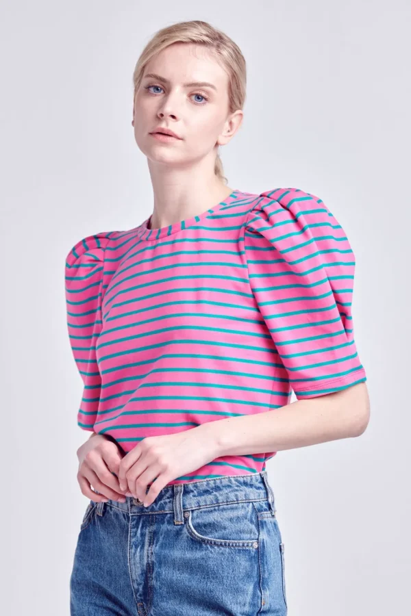 ENGLISH FACTORY Tops*- Stripe Women Knit Shirt