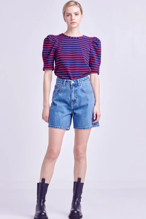 ENGLISH FACTORY Tops*- Stripe Women Knit Shirt