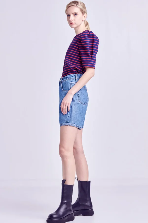 ENGLISH FACTORY Tops*- Stripe Women Knit Shirt