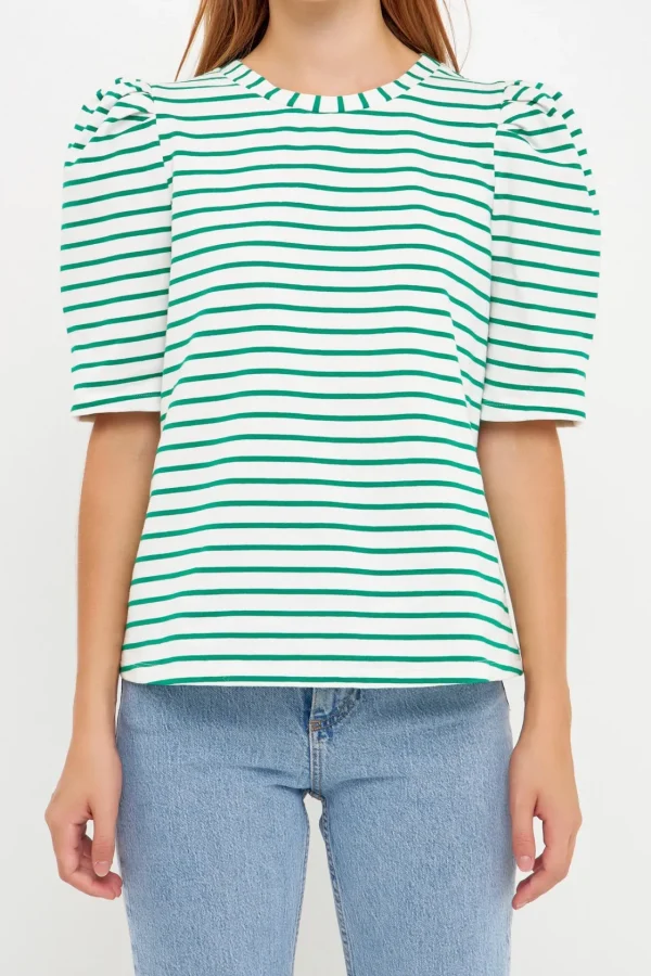 ENGLISH FACTORY Tops*- Stripe Women Knit Shirt