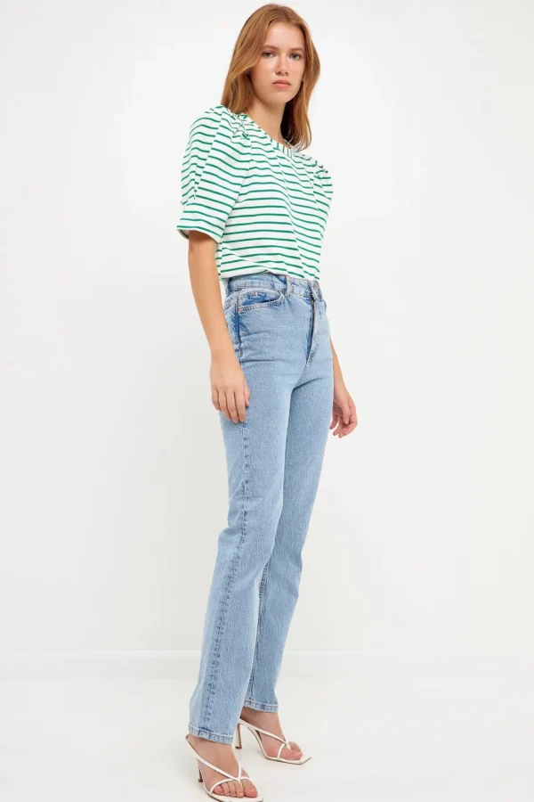 ENGLISH FACTORY Tops*- Stripe Women Knit Shirt
